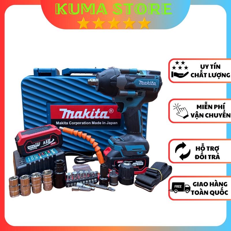 Máy siết bulong Makita 2500Nm - Máy bắn ốc, vặn vít đầu đặc 1/2 - Động cơ không than, mở ốc xe máy, xe tay ga, ô tô tải...