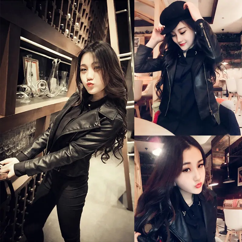 Áo Khoác Da Pu Cho Nữ, Áo Biker Ngắn Ôm Sát Phong Cách Hàn Quốc, Áo Da Cỡ Lớn, Mùa Xuân Và Mùa Thu, Bộ Sưu Tập Mới 2023