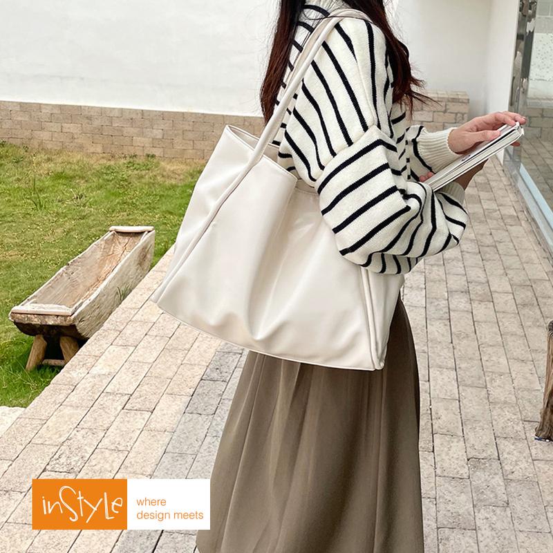 Tas Bahu Tote Bag Wanita Korean Style Shoulder Bag Size Besar (T2-042) Kulit PU 8