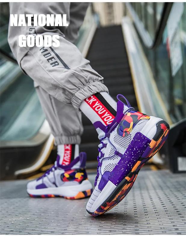 Product Introduction of Basketball shoes for men breathable sports shoes High Tops Women basketball sneakers athletics basket shoes outdoor male sneakers non-slip running shoes size 36-45 44