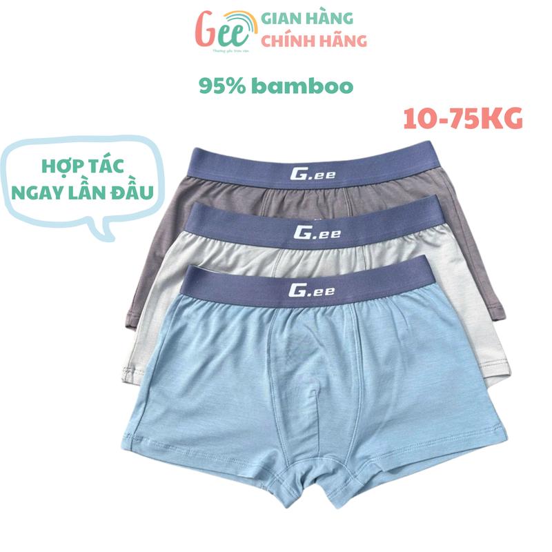 Set 3 quần sịp bé trai Gee size 10-75kg hàng VN vải sợi tre sợi sồi mềm mịn mát thấm hút mồ hôi kháng khuẩn khử mùi