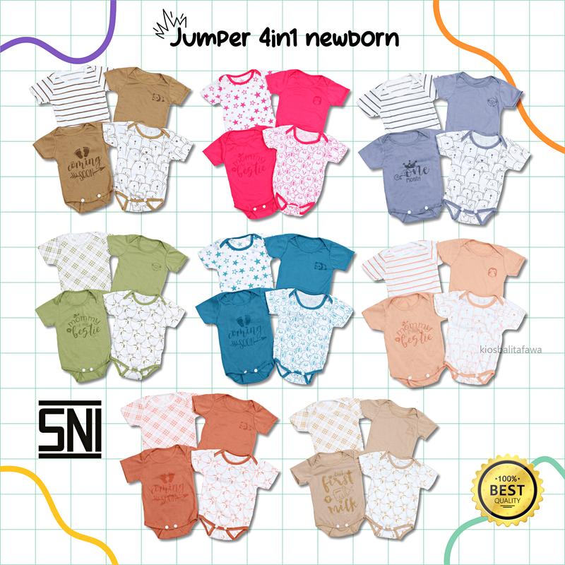 (ISI 4) Jumper Bayi Paket Lahiran SNI 0-6 Bulan Kado Baby New Born Bayi Perempuan Laki Laki Set Kaos Bayi Jamper 0-3 Bulan Kiosbalitafawa 1
