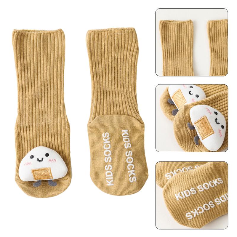 YIG8   1 Pair Cartoon Baby Socks Children Breathable Knee Length Socks Solid Color Non-slip Floor Walking Socks Cotton Stocking 1