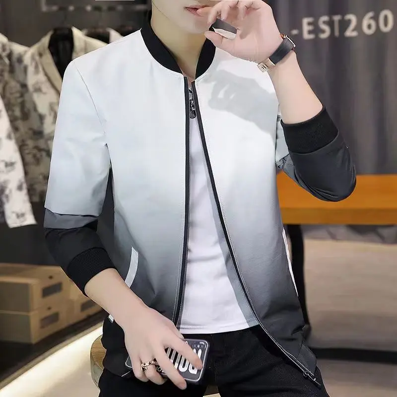 Coat Men's Spring and Autumn New Korean Style Casual Slim-Fit Trendy Handsome Young and Middle-Aged Jacket Jacket Clothes Men