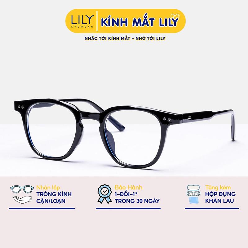 Kính cận nam Lily Eyewear chất liệu nhựa cứng cáp mắt vuông chống ánh sáng xanh giả cận thời trang LUTTO 636 Mắt Kính Pin