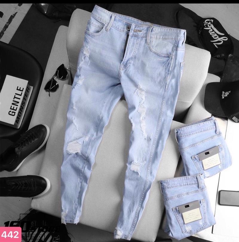 Product Introduction of Quần bò nam rách bụi siêu đẹp vải jean co giãn 442 1
