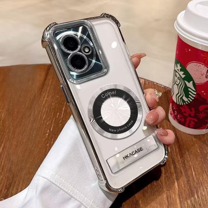Casing OPPO A79 5G Electroplated four-corner anti-fall magnetic stand mobile phone case -DDSJCXZJ 0