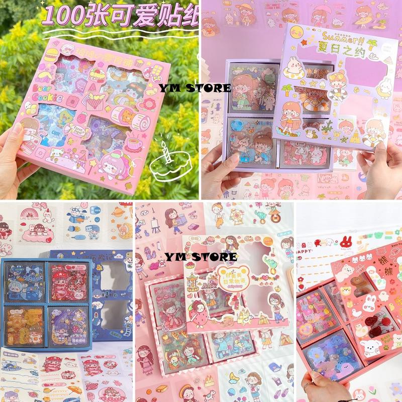 100 lembar stiker lucu waterproof Tahan air Paper Sticker Stationery ...