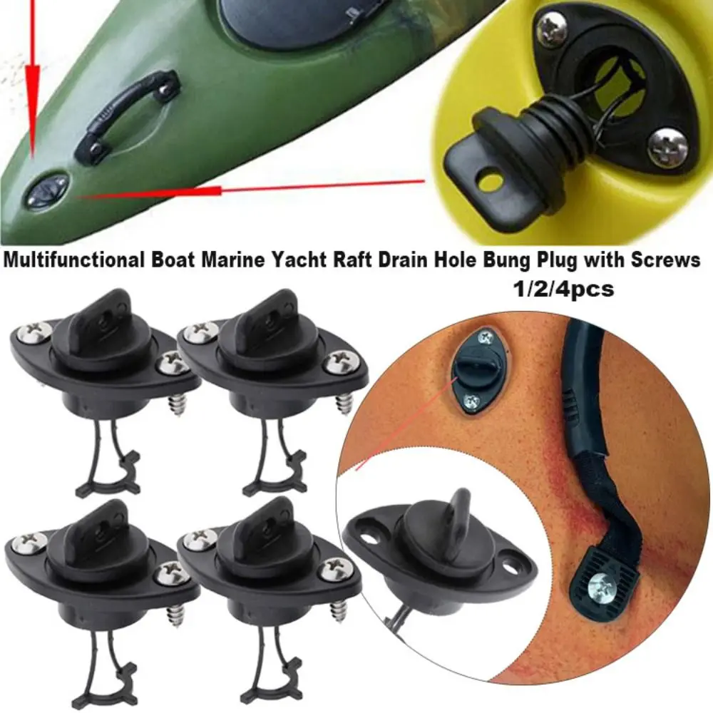 1/2/4pcs High Quality Multifunctional Boat Marine Yacht Raft Plug Black with Screws Dinghy Canoe Boat Oval Drain Plug 54.4*31.3mm Marine Hardware Accessories