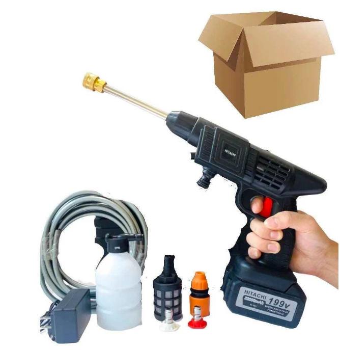 Máy rửa xe, xịt sân vườn cầm Tay  1 Pin Hitachi 199V