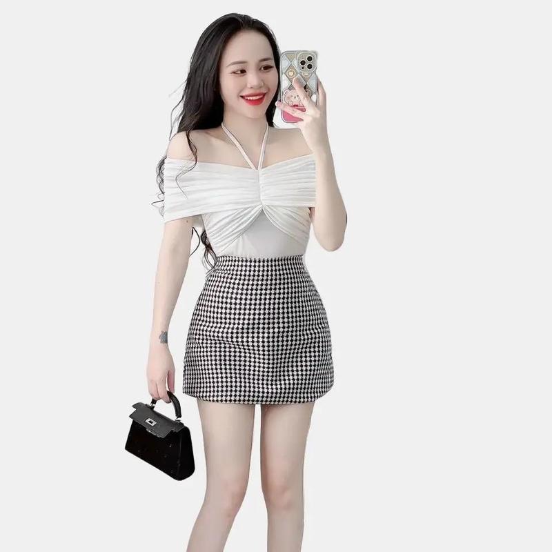 Áo thun kiểu bẹt vai chất thun nhũ freesize<57kg Nữ Women Top Sơ Mi 3