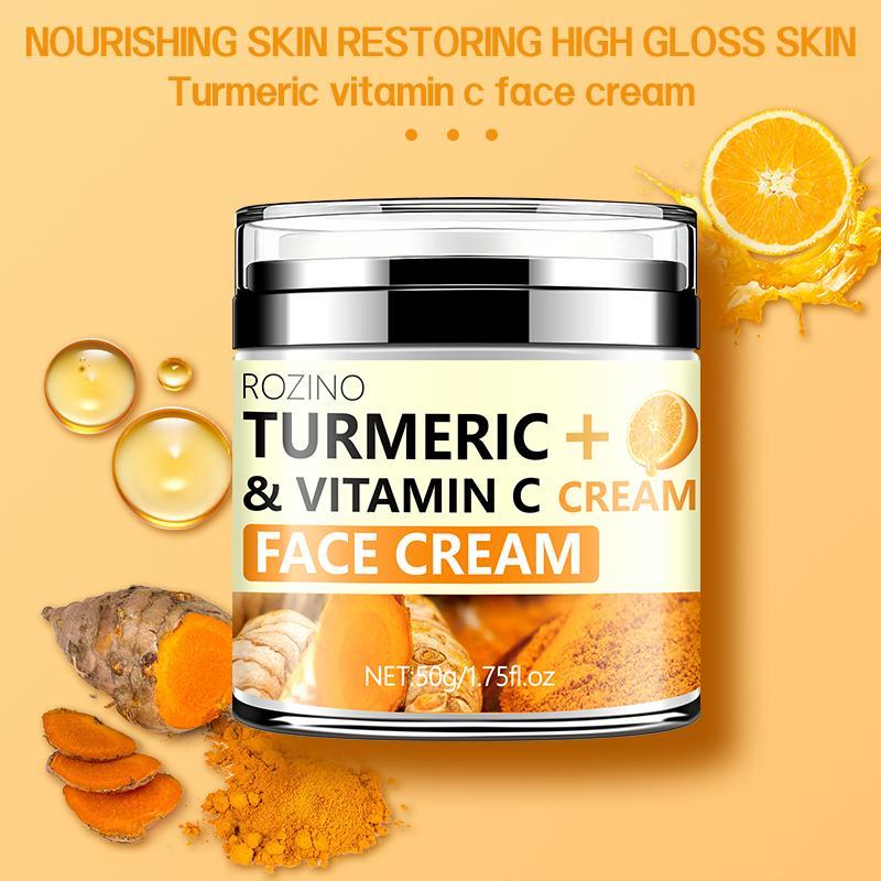 Turmeric + Vitamin C Moisturizing Face Cream, Deeply Moisturize, Tighten, Smooth and Improve Facial Skin, Leaving Skin Firm, Delicate and Elastic, Christmas, Christmas Gift, Face Care Products 5