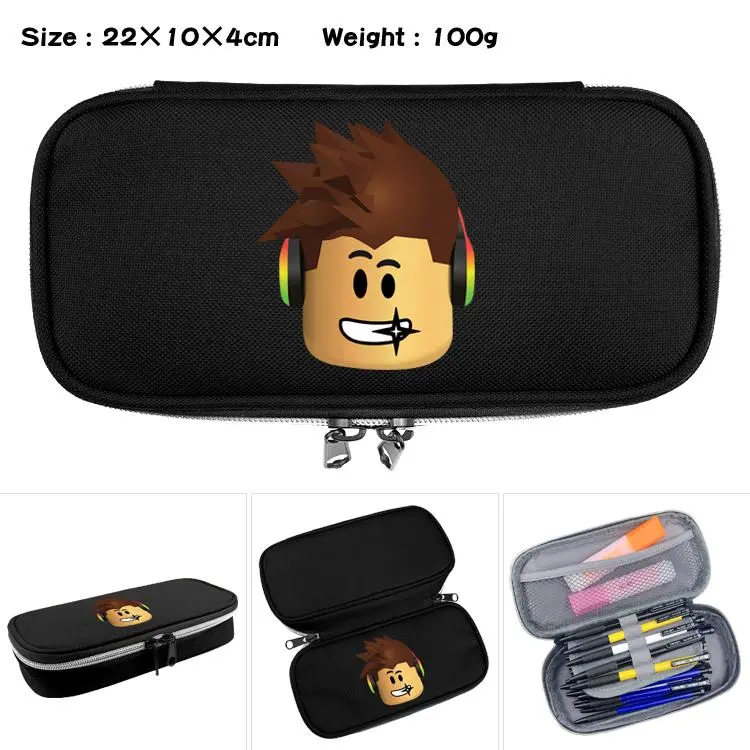 Roblox Game Cartoon Print Flip Zipper Student Pencil Case Children's Stationery Box