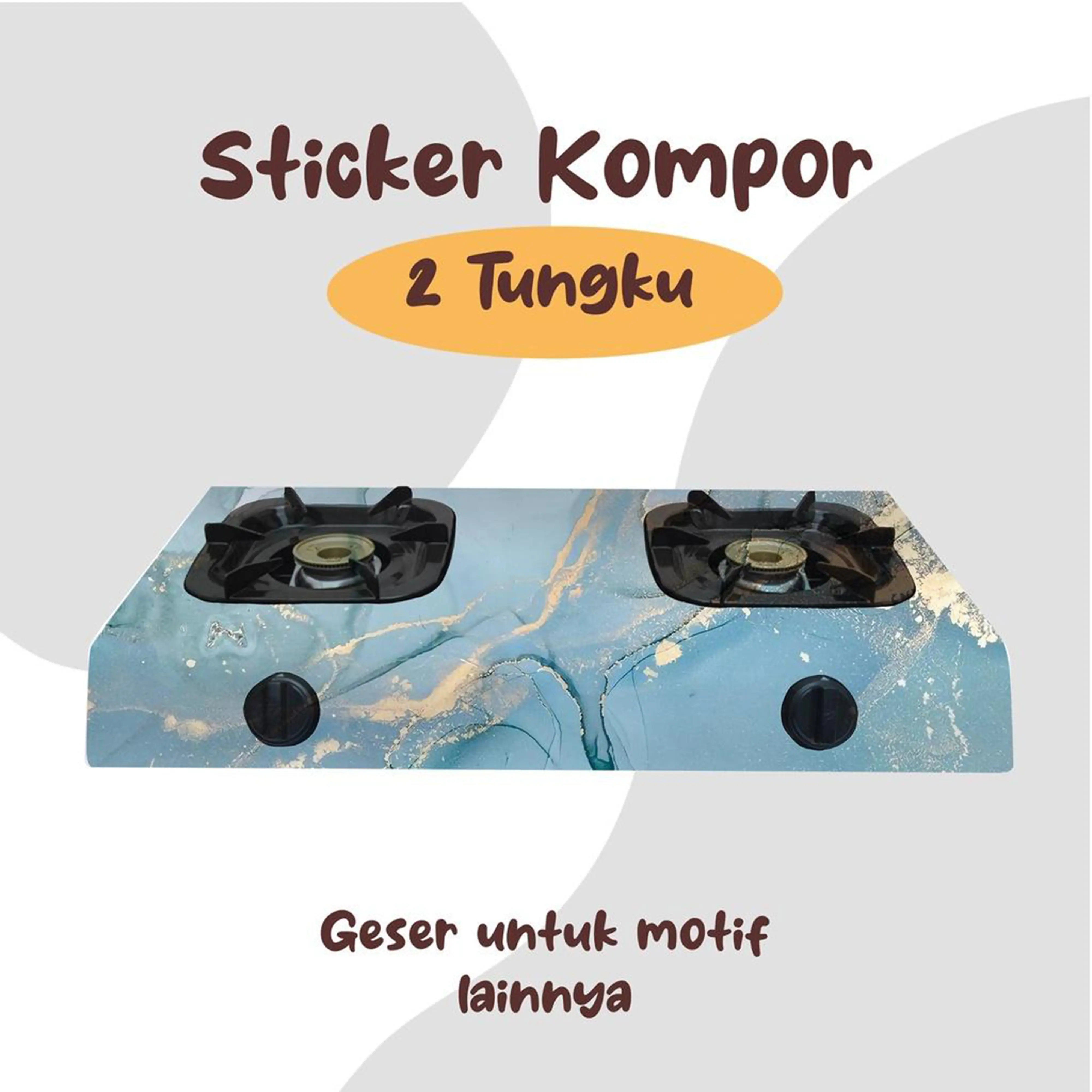 MULTISTIKEr Sticker Kompor 2 Mata Tungku Motif Marmer Ungu Biru Hijau Pink Keramik