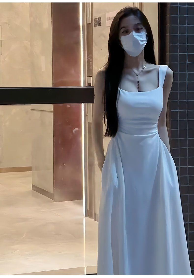 Product Introduction of Váy Hai Dây Màu Trắng, Tiệc Trà Kiểu Pháp, Dành Cho Nữ, Hàng Mới Về Mùa Hè 2024, Cắt Chữ A Nhỏ Vừa Vặn Với Eo, Váy Trắng Vừa Vặn 22