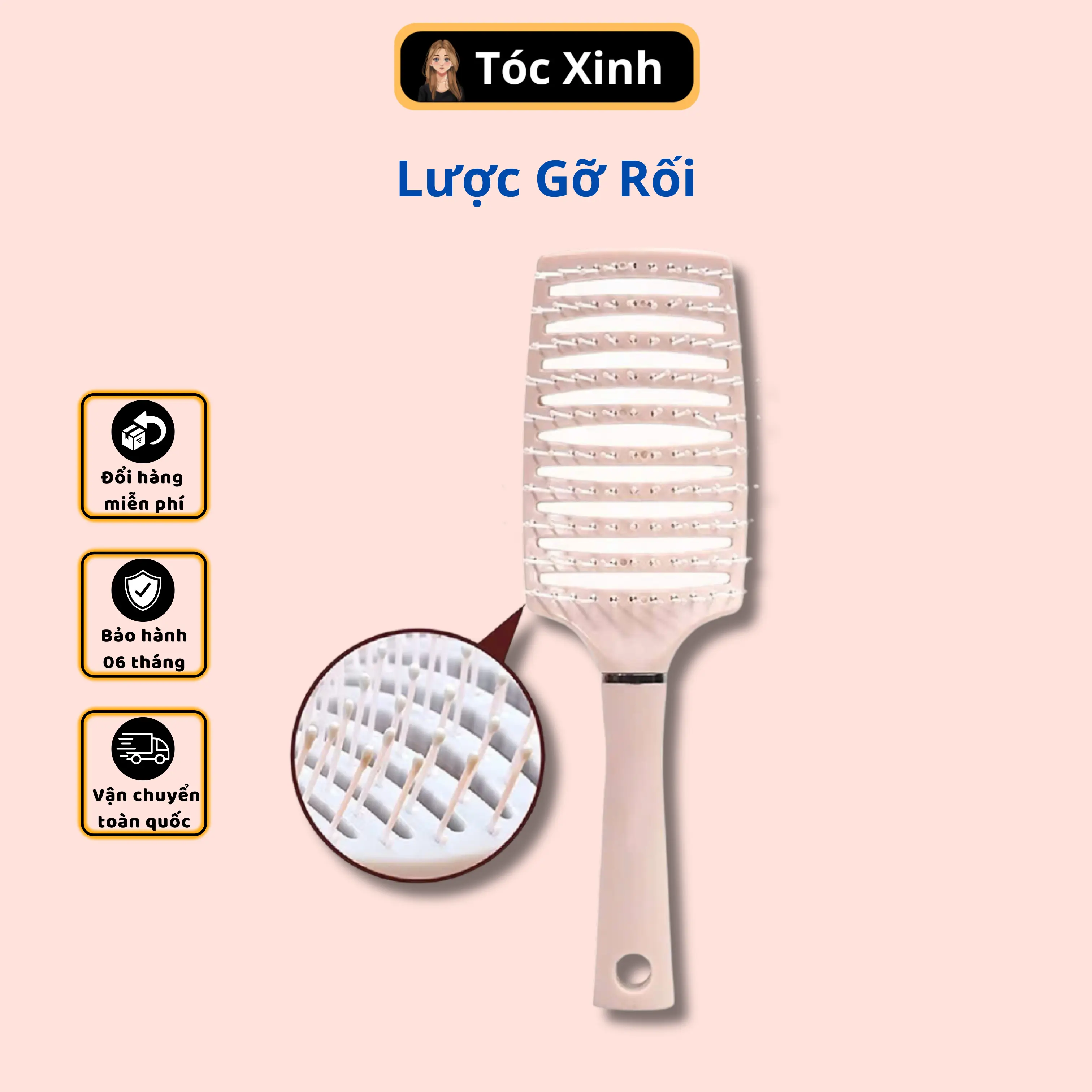 Lược chải tóc - Lược Massage Da Đầu Tạo Kiểu Tóc Xoăn Dài Đặc Biệt Cho Nữ Tiện Lợi