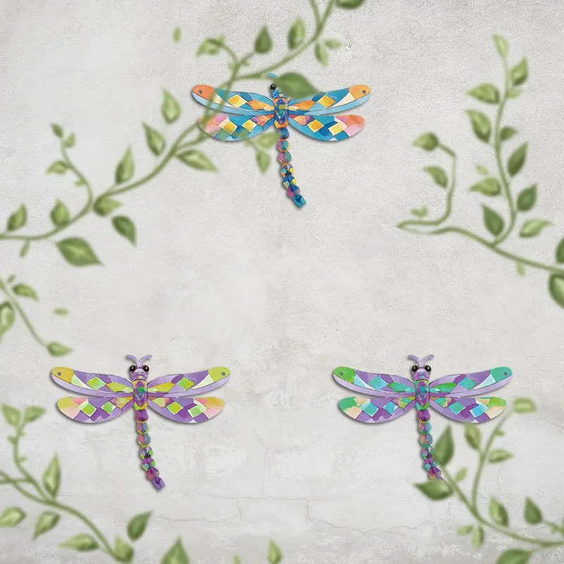 Dragonfly Pattern Wall Decor, Creative Metal Wall Art, Wall Hanging Decor for Home Farmhouse Living Room Yard Flower Garden Backyard, Ornaments 3