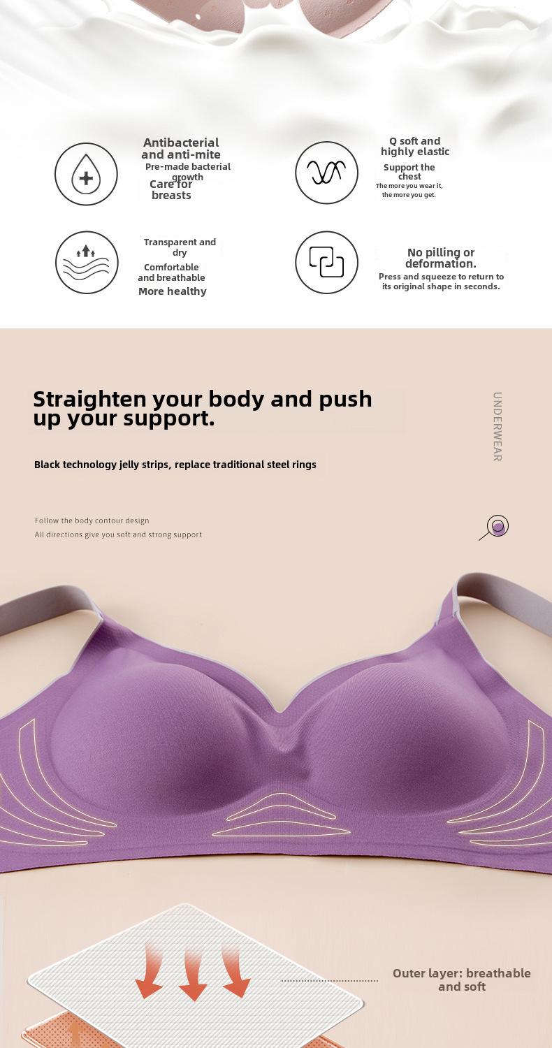 Product Introduction of Color Block Gradient Seamless Bra for Women Small Chest Push-Up Latex Adjustable Wireless Sports Bra skims  bra 6
