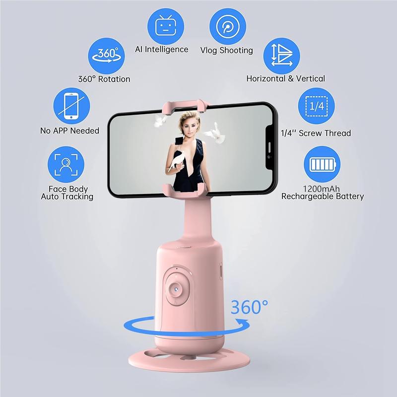 360° Rotation Smart Auto Face Tracking Tripod Holder, Portable Cellphone Holder for Live Vlog Streaming Video, Smartphone Support, Selfie Tools, Men's Gadgets, Selfie Accessories, Phone Camera Mount 6