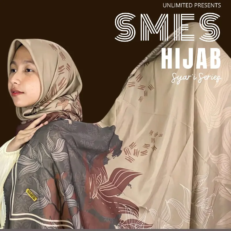 HIJAB SEGI EMPAT VOAL MOTIF PREMIUM SYAR'I EARTH TONE Lembut Muslim Square 4