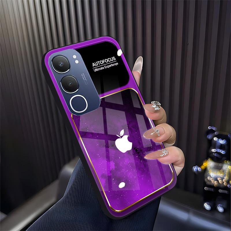 Cocok untuk casing ponsel vivo Y29 Casing ponsel kaca desain terbaru dengan pola huruf langit berbintang.-BLK