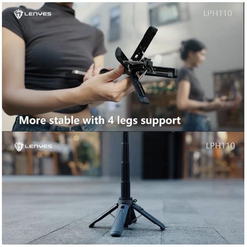 LENYES LPH110 Super Mini Tongsis Tripod Stick Selfie Vlog with LED Light Bluetooth Remote Monopod 6