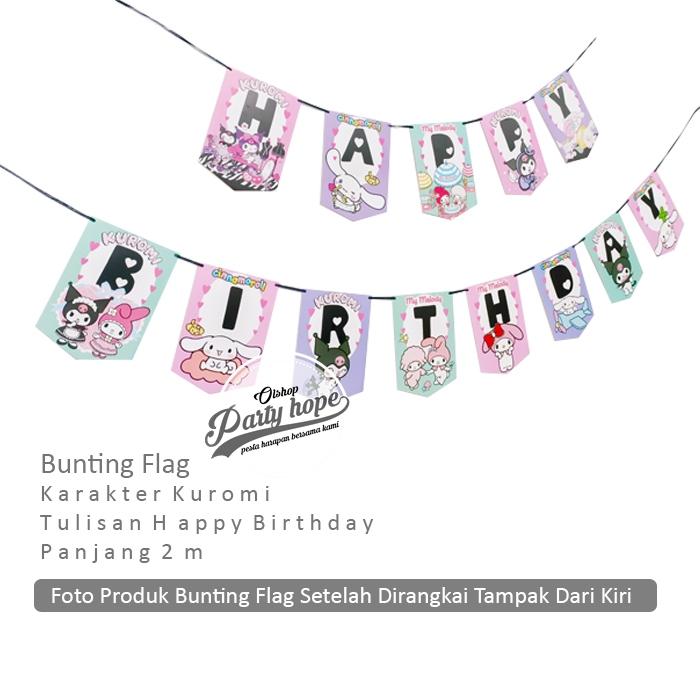 Banner hbd melody kuromi cinamorol / Bunting Flag Hbd / Banner Hbd kartun kuromi sanrio 2