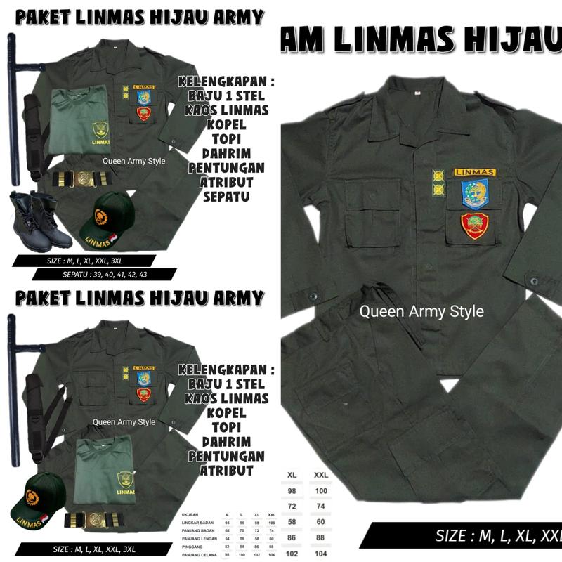 SERAGAM LINMAS / PAKAIAN LINMAS / SERAGAM HANSIP TERBARU / LINMAS HIJAU ARMY / STELAN LINMAS / PAKETAN LINMAS / SERAGAM LINMAS TERBARU 3