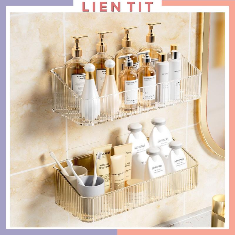 Kệ Để Đồ Nhà Tắm Dán Tường Bằng Nhựa Pha Lê trong Suốt Sang Trọng, Giá Để Đồ Nhà Bếp, Kệ Đựng Đồ Mỹ Phẩm Đa Năng
