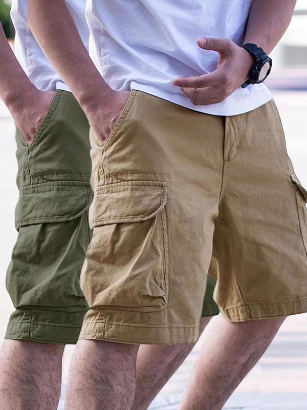 Men's Loose Solid Drawstring Waist Cargo Shorts, Casual Comfy Pocket Design Shorts for Daily Outdoor Wear, Men's Bottoms for All Seasons, Menswear, Summer Shorts 6