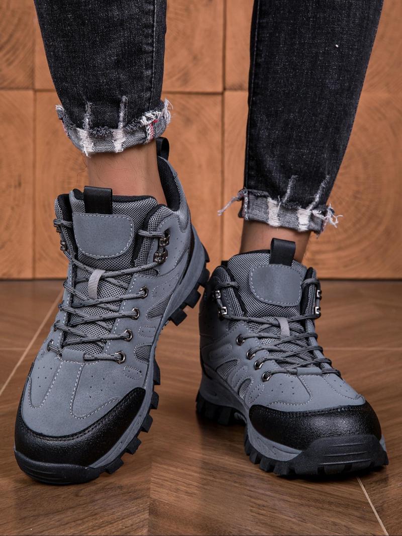 Product Introduction of Men's Fashionable Colorblock Lace Up Hiking Shoes, Casual Comfortable Outdoor Sports Shoes, Non-slip Outdoor Shoes for Daily Wear 4