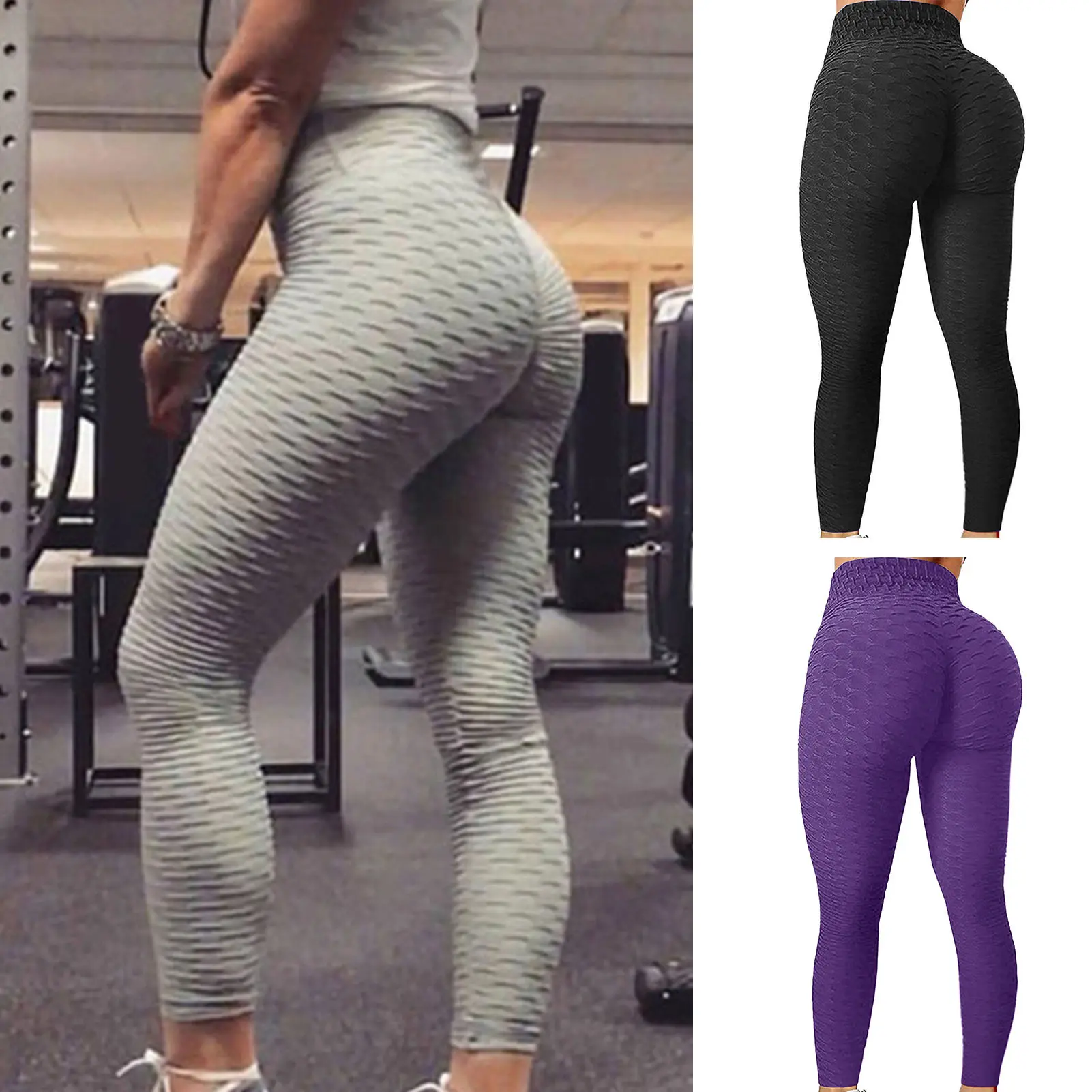 [LOY] Yoga Pants High Waist Butt-lifted Tummy Control Skinny Sweat Absorption Solid Color Soft Breathable Stretchy Lady Sports Trousers
