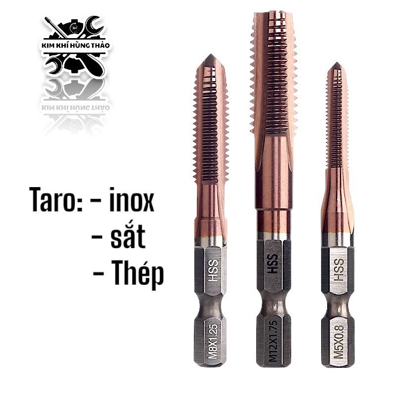  Lẻ Mũi Khoan Taro Ren Mạ TItan Thép Gió HSS.  Thi Công Trên Inox Sắt,Thép Từ 3 Đến 12mm 