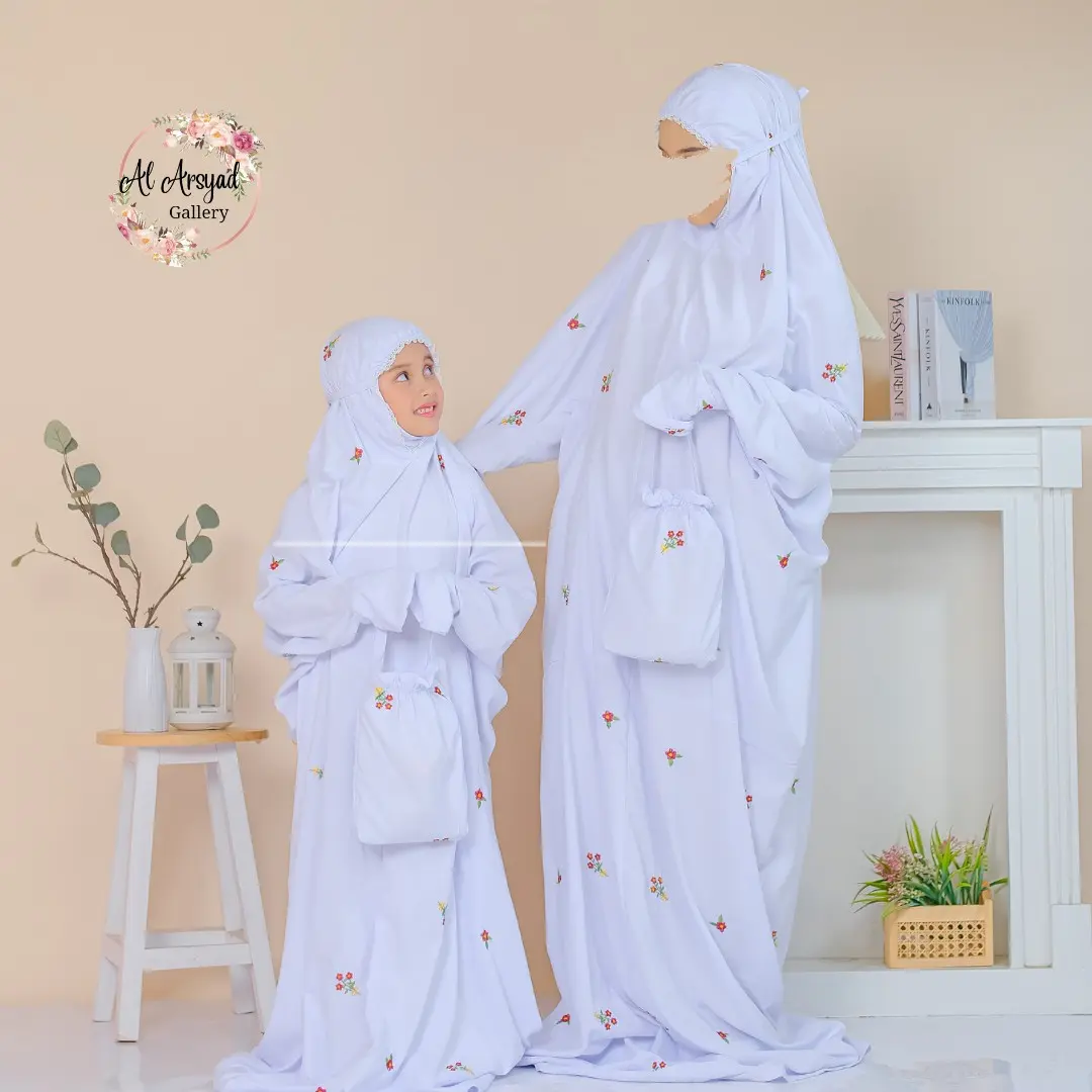 Mukena buket MELATI khusus putih couple ibu anak SD remaja dewasa Lembut