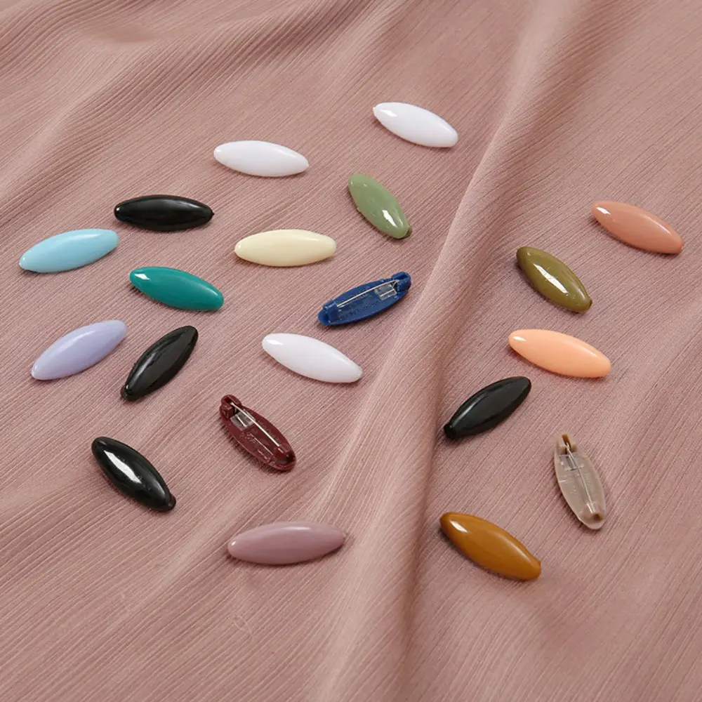 8pcs/set High Quality Solid Color Plastic Brooch Needle Fix Scarf Elegantly Safety Pin Scarf Accessory Hijab Brooch