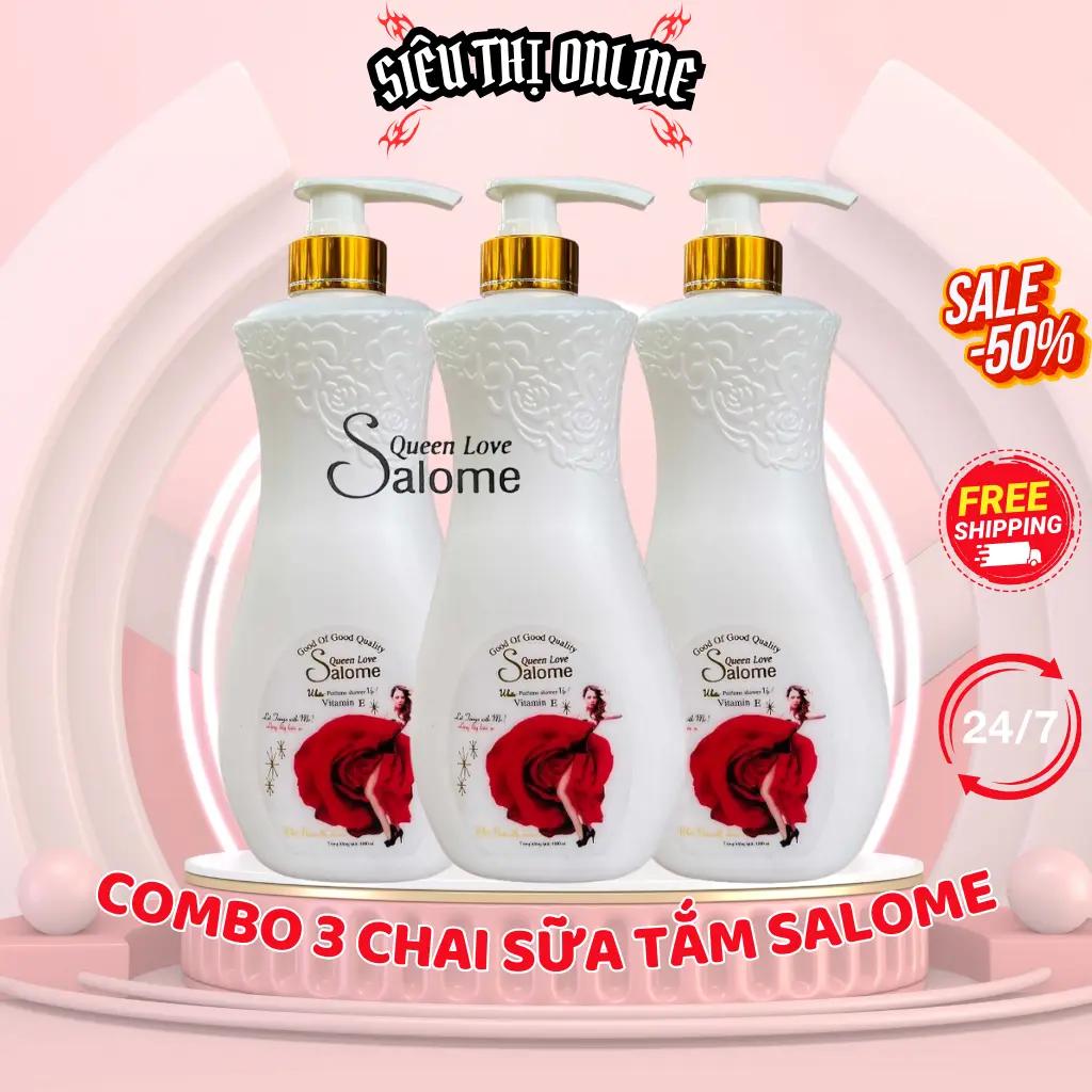 [ Combo 3 chai] Sữa Tắm Trắng Da Salome 1000ml Hương Nước Hoa .,. .. Dưỡng Body Dưỡng Ẩm Da