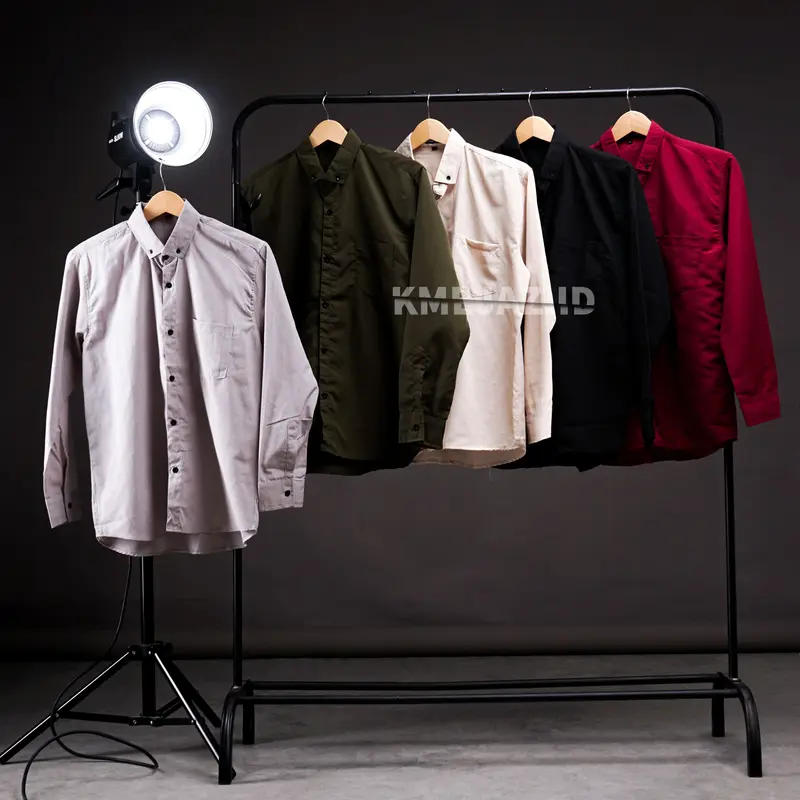 Kemeja Cowok Lengan Panjang Polos - Kameja Pria Army Lembut Casual Basic Hitam Formal Nyaman 5