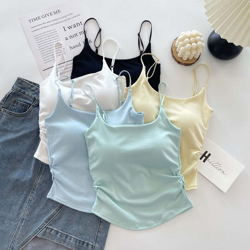Product Introduction of [ 86k People Collection] Pure Desire Sweet and Spicy Camisole for Women, Inner Wear and Outer Wear, Beautiful Back Strap, Chest Pad, Ruched Design, Slim Fit, Flattering Top for Women 7
