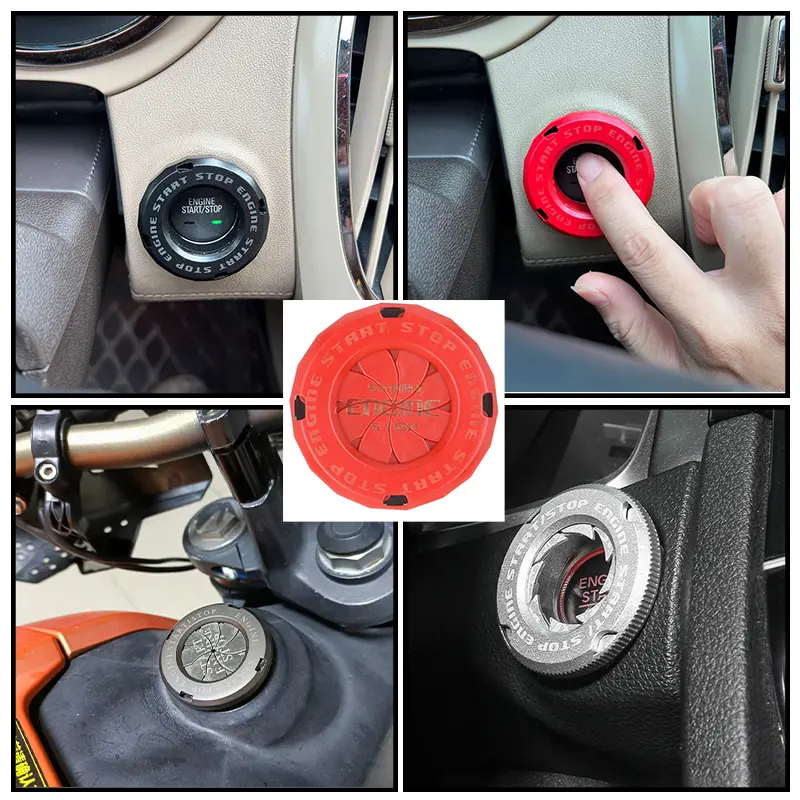 Car Start Switch Button Cover Engine Ignition Start Stop Push Button Switch Protective Cover Motorcycle Auto Decorative Stickers