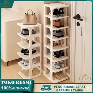 Rak Sepatu Plastik 5 Tiang Livo Home Laris | Anti Pecah Kapasitas Besar Hemat Ruang Desain Minimalis Bahan PP Premium Mudah Dirakit Aman Anak