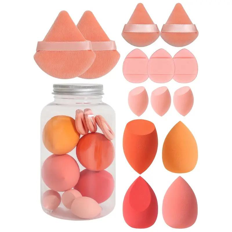 Product Introduction of 14PCs velvet powder puff & makeup sponge set-skin-friendly, dual-use wet/dry blenders for flawless foundation application 14