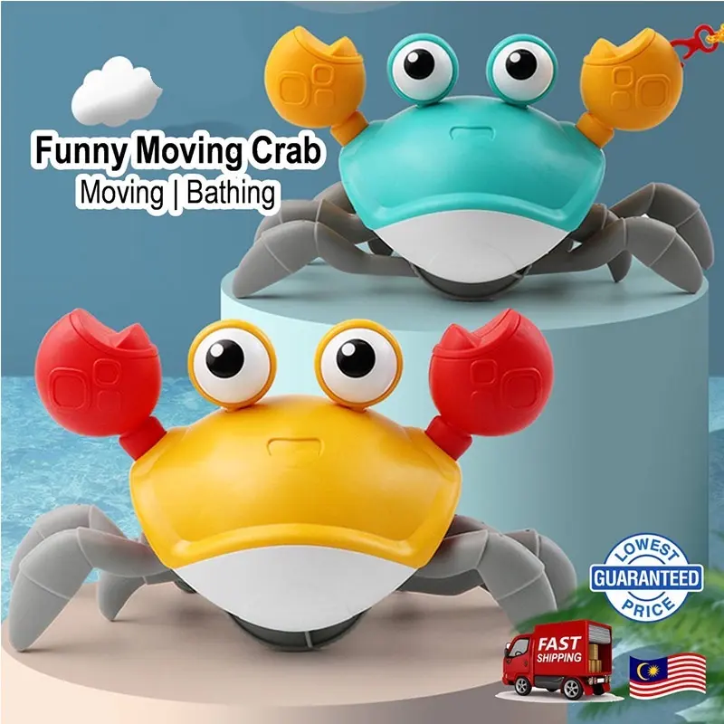 Realeos Walking Swimming Moving Floating Wind up Cute Crab Bath Kids Baby Bathtub Beach Water Toy Bath Toys Tow Rope Pet Child Play Children Travel
