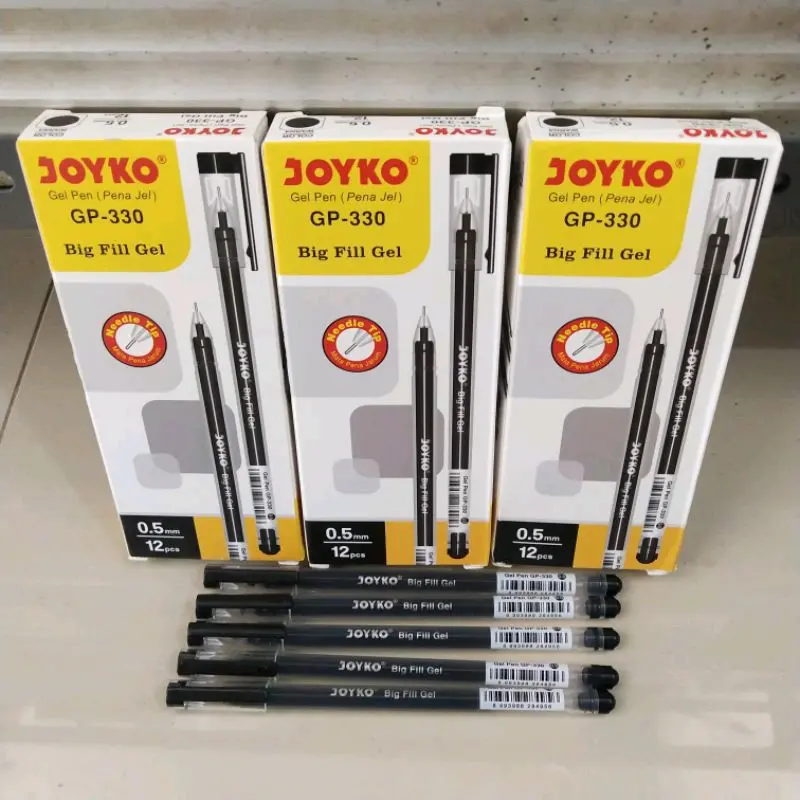 ( 1 Lusin = 12 Pcs ) Gel Pen Pulpen Joyko GP-330 Big Fill Gel 0.5 mm 0
