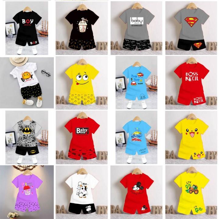 PROMO CUCI GUDANG SETELAN BAJU ANAK UNISEX CEWEK COWOK USIA 0 1 2 3 4 TAHUN BAHAN KATUN PE HALUS ADEM LEMBUT DAN NYAMAN Perempuan Laki 3