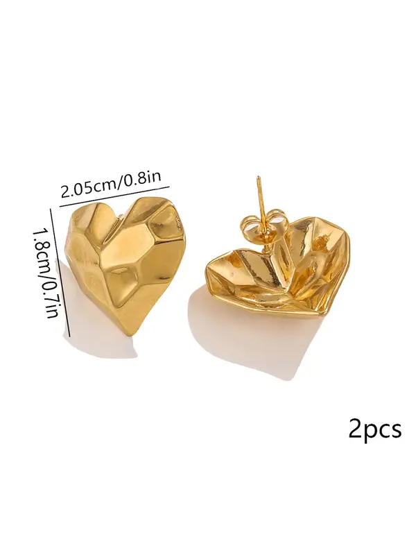 Heart Shaped Stud Earrings, Fashionable Stainless Steel Jewelry for Women & Girls, Trendy All-match & Exquisite Jewelry for Birthday Gift 5