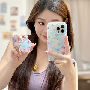 เคสโทรศัพท์ดาว สีสันสดใส เต็มจอ เข้ากันได้กับ iPhone 16 Pro Max, Apple 15, 14 ใหม่, Girly, หวานและเท่, สไตล์เกาหลี, ฝาครอบป้องกันกันกระแทก