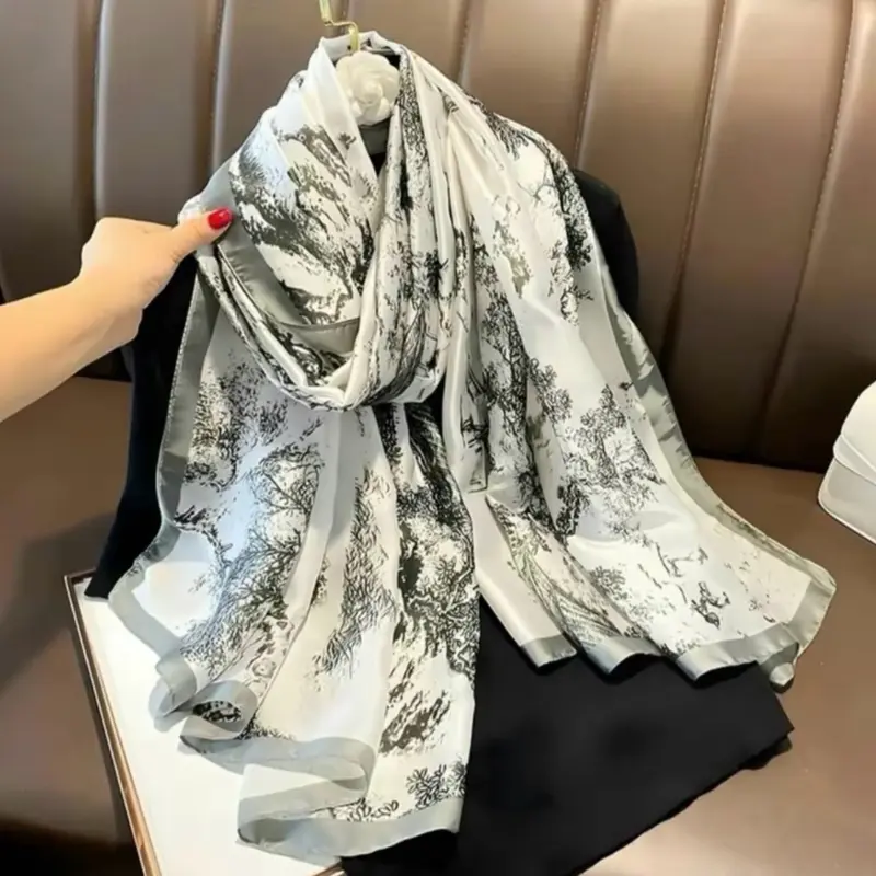 Khăn Choàng Satin Lụa Mỏng Nhẹ | Khăn Quàng Cổ Thời Trang Nữ | Khoác Váy, Áo Dài, Dạo Phố 2