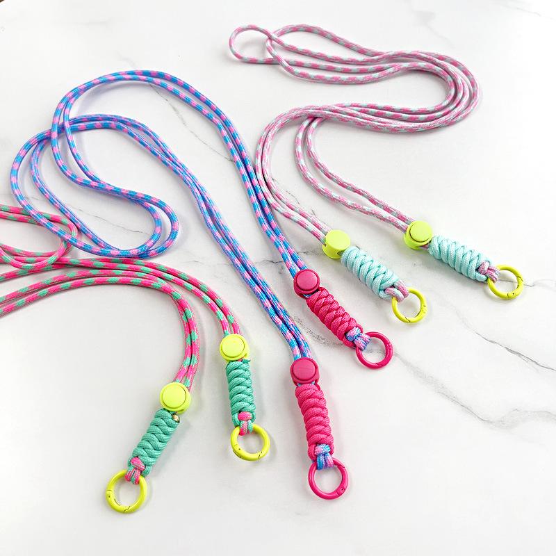 Long crossbody color blocked knotted mobile phone hanging rope ...