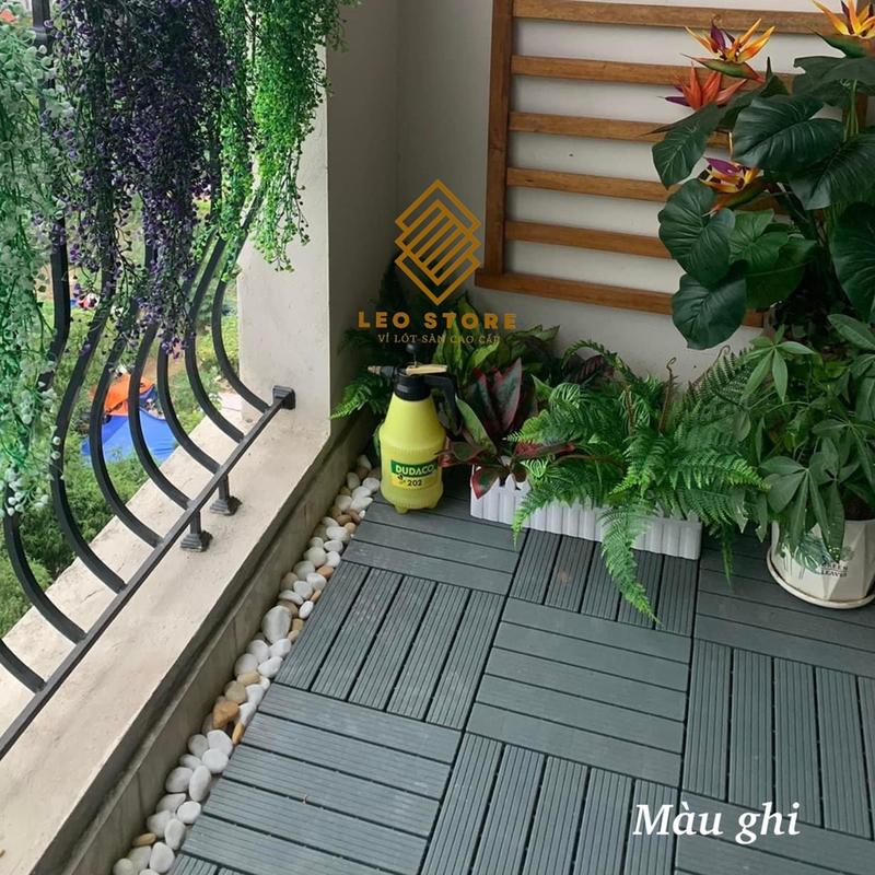 [Xưởng sản xuất] Tấm lót sàn nhựa ban công, tấm lót sàn giả gỗ HVNXK, vỉ nhựa lót sàn sân thượng, bể bơi, decor nhà, kích thước 30x30x1.8cm 6