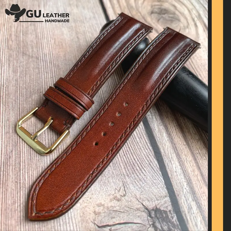 Dây da đồng hồ nam handmade màu patina chất liệu da bò vegtan size dây 18/ 20/ 21/ 22/ 24mm -  Gu Leather 4